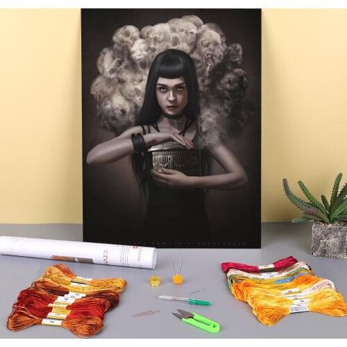 Woman Girl Printed Canvas 11CT Cross Stitch Embroidery Complete Kit DMC Threads Craft Hobby Painting Knitting Home Promotions