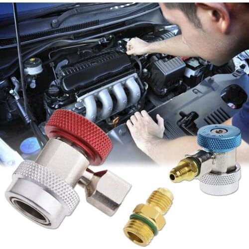 Automotive R134a Hose Air Conditioning Connector Service Tool Dual Pressure Gauge Adjustable Quick Coupling High Low Voltage