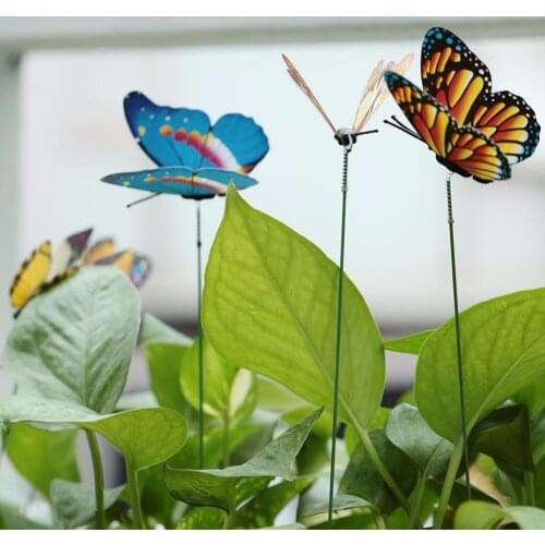 15PCS/Lot Artificial Butterfly Garden Decorations Simulation Butterfly Stakes Yard Plant Lawn Decor Fake Butterefly Random Color