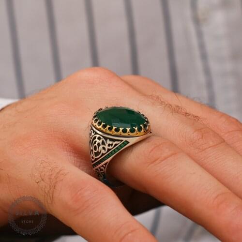 925 Silver Mens Ring With Agate Stone. Mens Jewelry Stamped With Silver Stamp 925 All Sizes Are Available