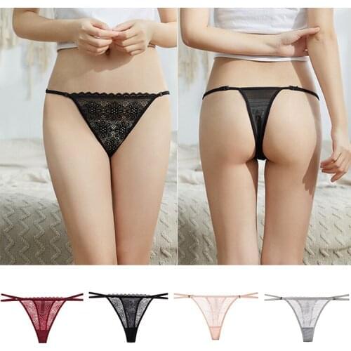 Lace T-pants Thin Belt Hollow Temptation Panties Cotton Low-waist Thong Women Transparent Sexy Underwear Women Panties