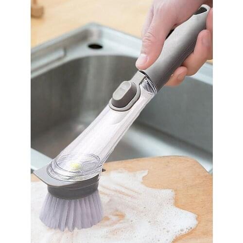 Reusable Kitchen Cleaning Brush Anti-Slip Dish Scrub Washing Tool Brush Sponge Dispenser Dishwashing Brush Kitchen Tools