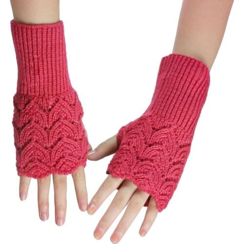 Fashion Solid Color Women Winter Warm Fingerless Gloves Hand Warmer Arm Crochet Knitting Faux Gloves Mittens