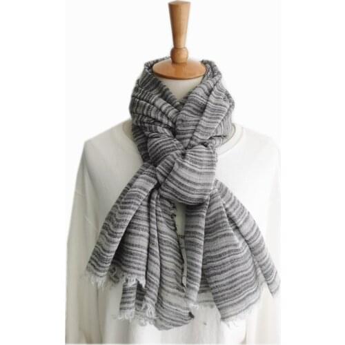 Men Scarves Autumn Winter Cotton Linen Scarf Winter Accessories for Men Striped Warm Long Fashion Brand Men Scarf Bufanda