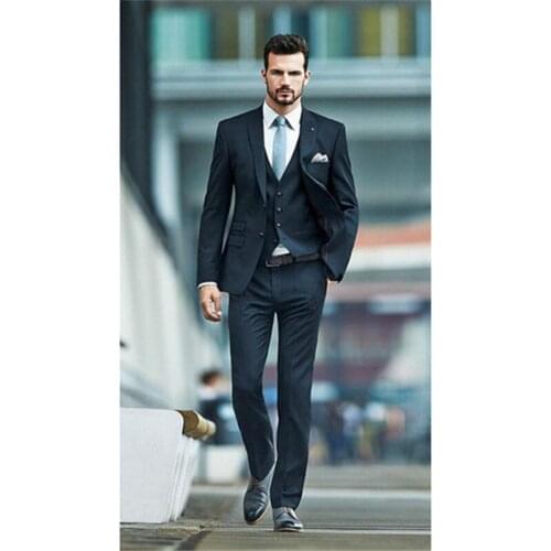 Custom Made Mens Suits Tuxedos Suits Lapel Slim Fit Two Buttons Mens Wedding Suits Groomsmen Business Suit (Jacket+Pants+Vest)