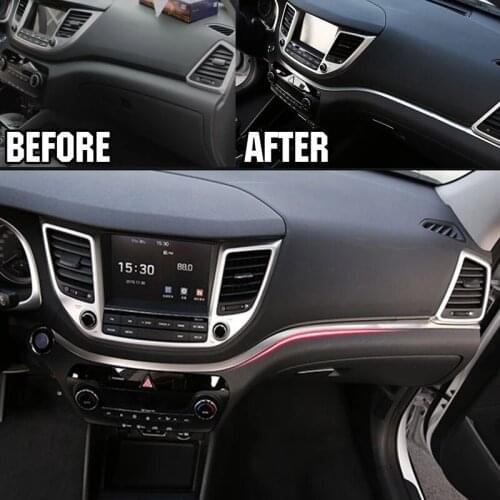 Stainless Steel Front Dashboard Center Control Panel Sequin Sticker Trim For Hyundai Tucson 2016 2017 2018 2019 Car Accessories