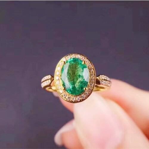 Natural real emerald ring Per jewelry 5*7mm 0.9ct gemstone 925 sterling silver Fine jewelry J210602