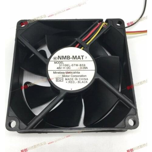 NMB-MAT 3110KL-07W-B59 DC 48V 0.09A 80x80x25mm 3-wire Server Cooling Fan