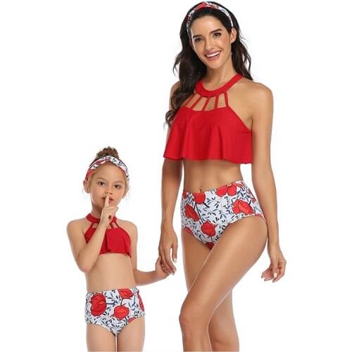 2021 New Summer Mother Daughter Swimwear Mommy and Me Bikini Bathing Swimsuit Family Matching Swimwear Mom Daughter Clothes