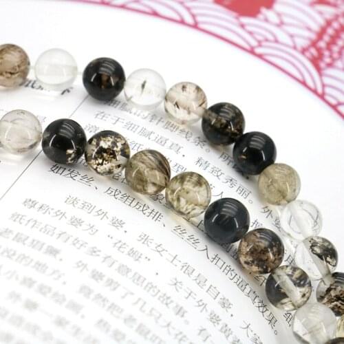 Charming 8mm black multicolor watermelon tourmaline round loose beads 15" wholesale DIY women jewelry making