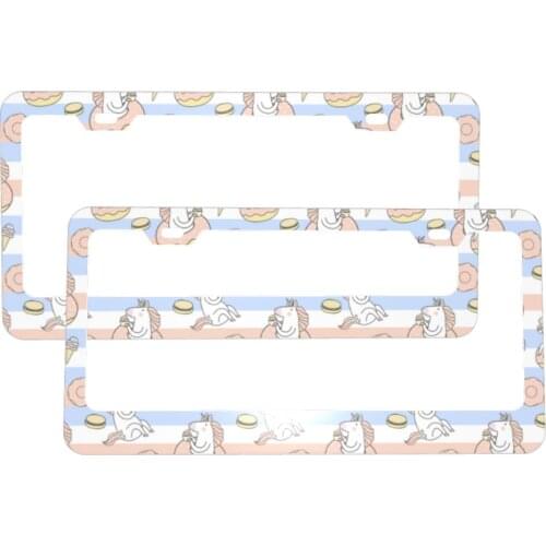 Personalized License Plate Gourmet Unicorns Frame Metal Aluminum Plate Cover Car Tag Holder For Women Men Auto Decoration