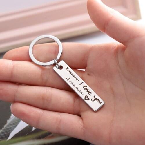 Oeinin Simple Keychain Man Remember I Love You Grandpa Key Holder Bags Unisex Letter Color Alloy Key Chain Pendant Porte Clef