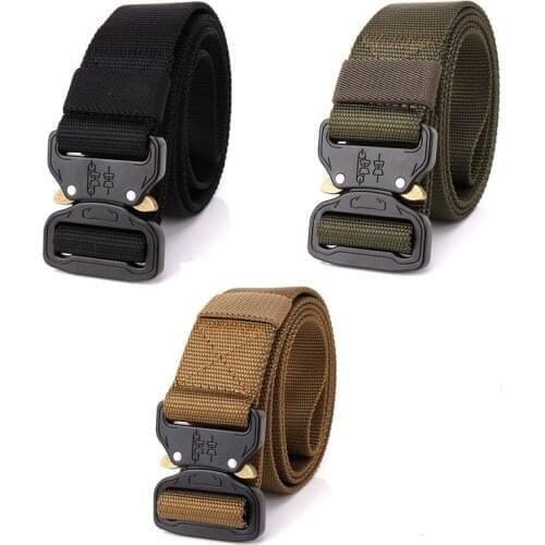 Nylon 3.8CM Military Tactical Belt Metal Buckle Adjustable Army CS Outdoor Quick Release Hunting Training Belt