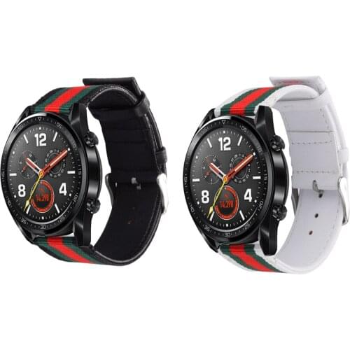Genuine Leather Nylon Watch Band Strap for Huawei Watch GT 42mm 46mm GT2 46mm GT2e GT2 pro Smart Watch 22mm Wrist band Correa