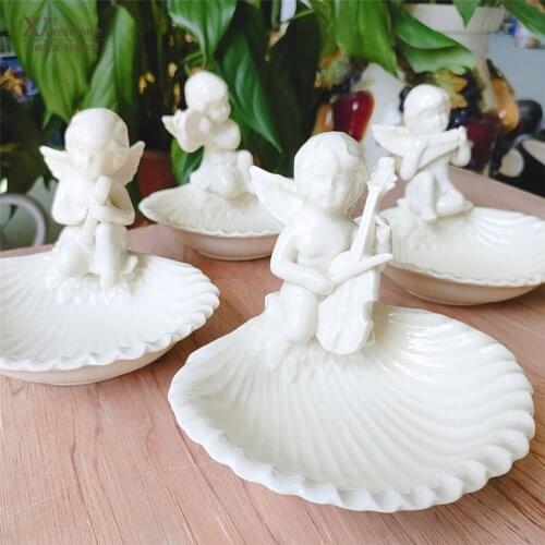 Carved Figure Ceramic Plate Snack Tray White Bowl