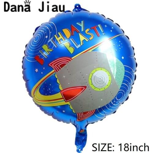 DanaJiau Rocket foil ballon HAPPY BIRTHDAY party astronaut rainbow Baby Boy super hero Toys decorations kids outer space balls