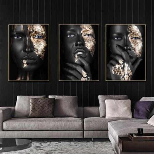 Modern Canvas Painting African Black Woman Posters and Prints Scandinavian Wall Art Pictures for Living Room Home Decor