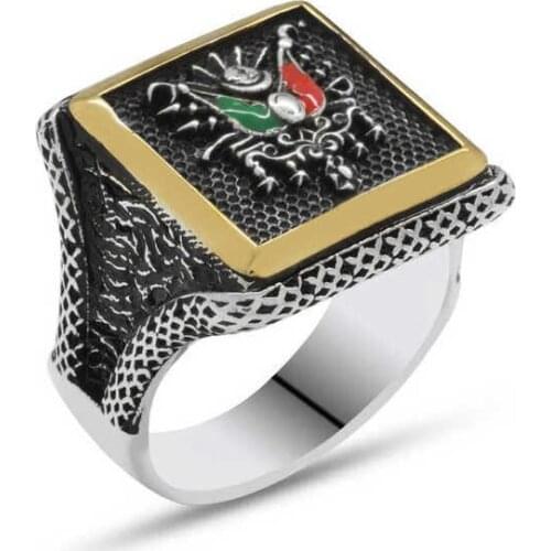 Tevuli 925 Sterling Silver Ottoman State Crested Male Ring