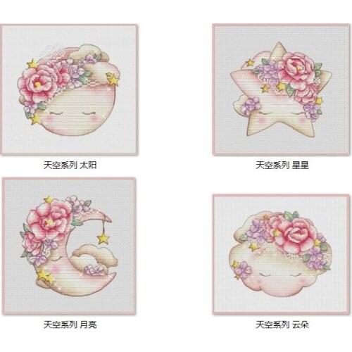 Sky style night snowing patterns Counted Cross Stitch DIY Cross Stitch Kits Embroidery