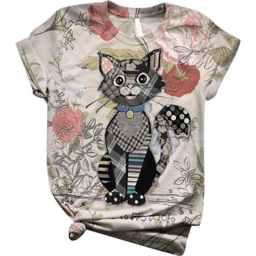 Tops Women 2021 Plus Size Women Short Sleeve 3d Animal Printed O-neck Tops Tee Fashion Casual Cotton T-shirt
