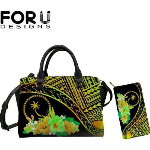 FORUDESIGNS New 2021 Elegant Shoulder Bag Women Designer Chuuk Tropical Hibiscus Printing Luxury Handbags Female Crossbody Bags