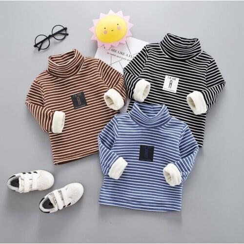 6M-4T Kids Baby Boys Girl Sweatshirts Stripe Long Sleeve Warm O-neck Tops Winter Thick Clothing Childrens New Years costume