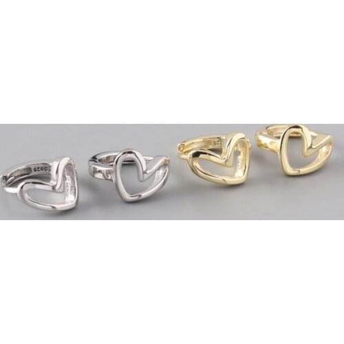 925 Sterling Silver Hollow Heart Small Hoop Earrings Geometric French Jewelry Wholesale Dropshipping