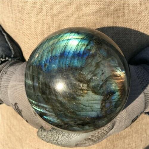 1710G Natural The labradorite Quartz Crystal Sphere Ball Healing