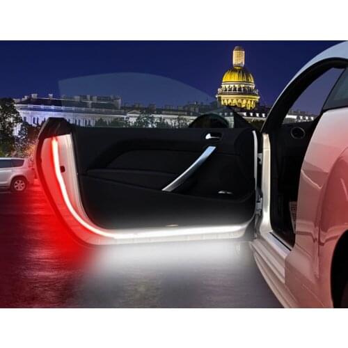 2PCS Automobile Door Open Warning Lamp Flashing Waterproof Lights Strip Anti-Collision Safety