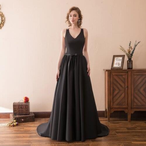 2019 Sexy Long Satin evening dress Woman Party celebrity dresses Spaghetti Straps Backless Floor Length Black Evening Gown