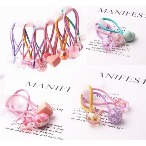 3pcs/lot Candy Color Cracked Shaped Pendant Hair Rope Glitter Ponytail Holder Elastic