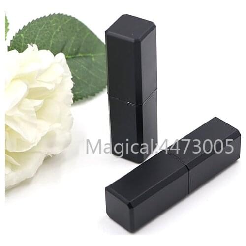 30pcs 12.1mm Empty Square Lipstick Tube, DIY Professional Frosted Black Lip Balm Bottle, Portable Cosmetics Lip Rouge Container