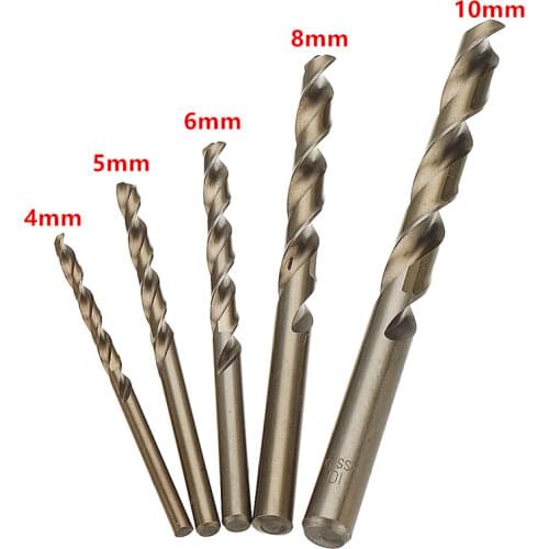 HSS-Co M35 Cobalt Straight Shank Twist Drill Bit Power Tools Accessories Metal Stainless Steel Special Drill Bit 4/5/6/8/10mm