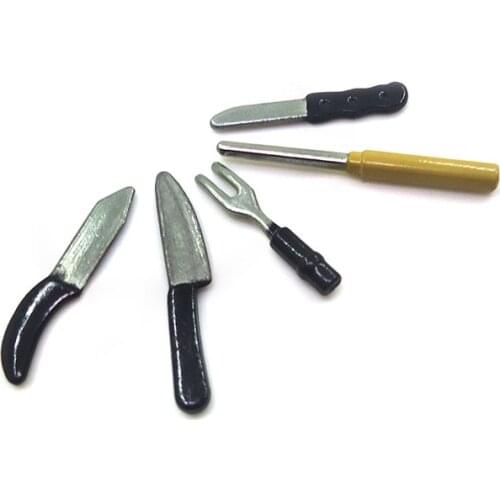 5Pcs/set 1:12 Dollhouse accessories miniature kitchen knife model toys