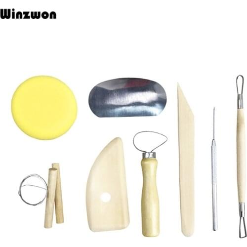 8PCS Pottery Tool Set Pottery Clay Ceramics Molding Tools Wood Pottery Ceramics Clay Sculpture Modelling Kit DIY Hand Tools