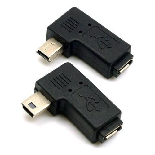 90 degree Right Left angled MINI USB male to MICRO USB female Data sync power connector Adapter