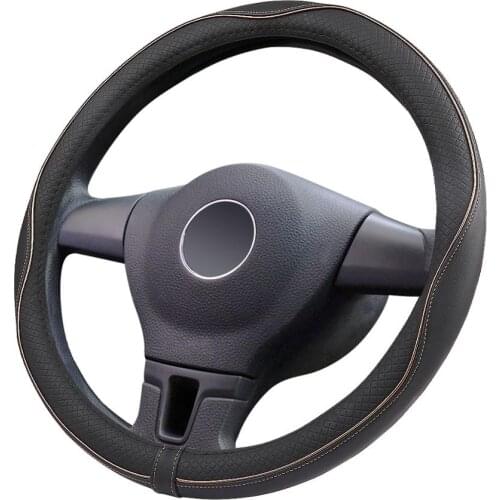 GLCC DIY Genuine Leather Car Covers For Steering Wheel Protector Black Color Universal 38cm Steering Wheel Cover Car Accessories