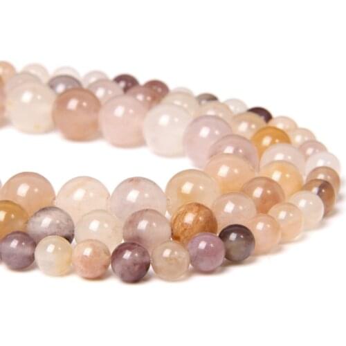 Natural purple yellow Violet Lilac Jaspers Stone Beads Round Loose Bead For Jewelry Making women DIY Bracelet Necklace Wholesale