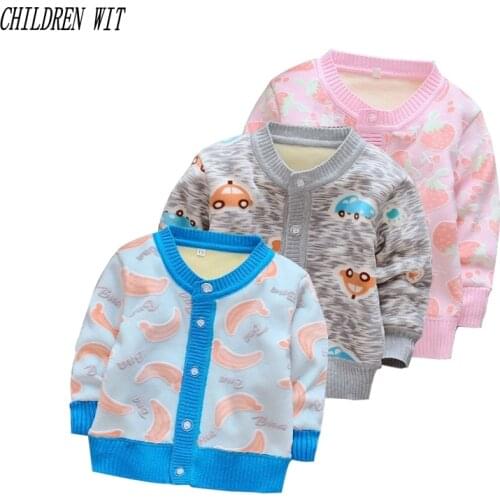 CHILDREN WIT New Baby Children Clothing Boys Girls Candy Color Add wool warm Sweater Kids Autumn winter Outer Wear 12 Color