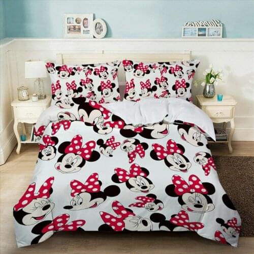 Home Textile Mickey Mouse Bedding Set Minnie Mouse Cartoon Bed Children Duvet Cover Single Twin Bedclothes Cover Queen King Size