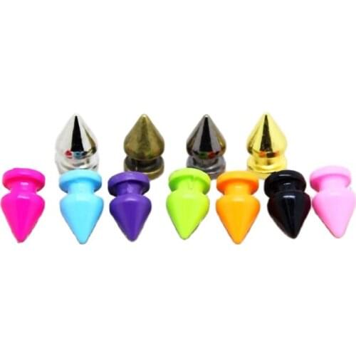 13mm Height Fluorescent Colorful Alloy Spike Garment Rrivet Studs With Screw Back For Bag Hat Shoe Leather Craft DIY Accessories