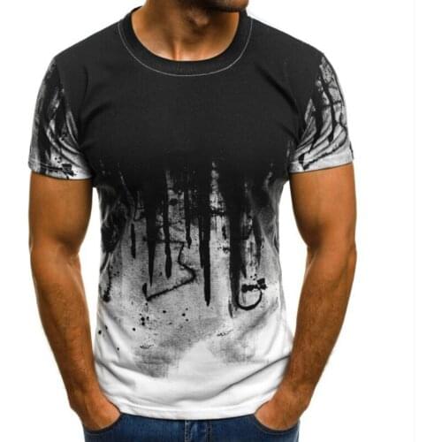 New Summer 2D splash ink t-shirt mens camouflage round neck fashion casual hip-hop T-shirt camouflage clothes casual top