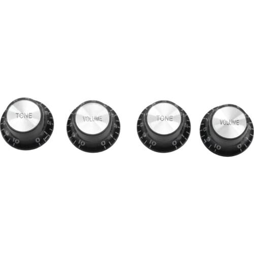 Guitar Knobs 2 Volumes and 2 Tones Silver Top Hat Bell