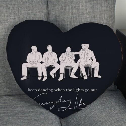 Hot Sale Coldplay Band Pillow Case Heart Shaped Zipper Pillow Cover Satin Soft No Fade Pillow Cases Home Textile Decorative