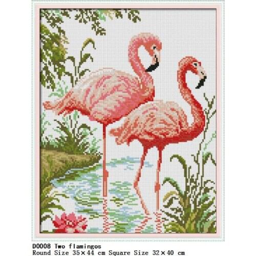 Diy Diamond Painting Two flamingos Rhinestones Accessories Full Round Drill Square Diamant Embroidery Nature Animal Painting