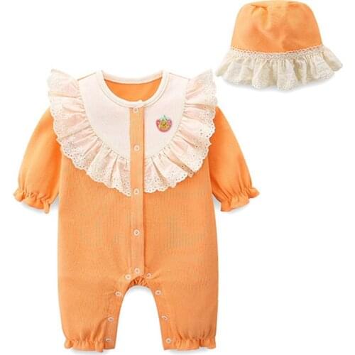 Autumn Newborn Romper+Hat 2pcs/set Infant Clothes Set Toddler Rompers Baby Suit 0-2Y