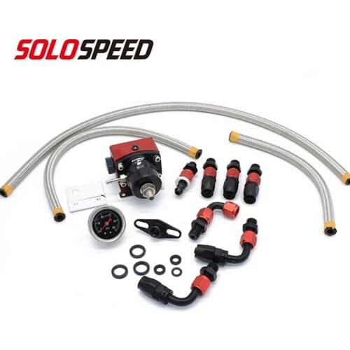 Fuel Pressure Regulator Kit Universal Adjustable Liquid Gauge With Oil Fitting AN6