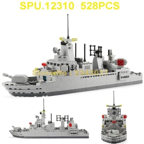 4660 528pcs Military Navy Destroyer Warship Building Blocks Toy