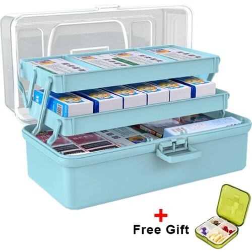 3 Tiers Medical Storage Box Multi-function Tools Organizer Box Transparent Cover First Aid Kit Portable Emergency Medical Kit