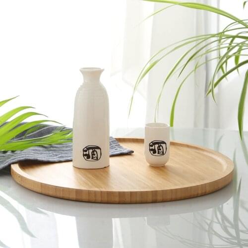 Round Bamboo Tray Household Solid Wood Serving Tray Cheese Plates Coffee Tea Fruit platters Party Dinner Plates Sour Candy Tray